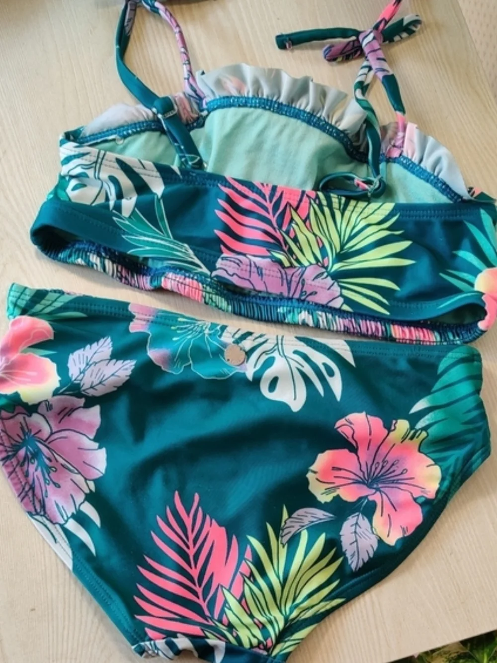 Justice Girls Teal Tropical Bikini Size M(10)